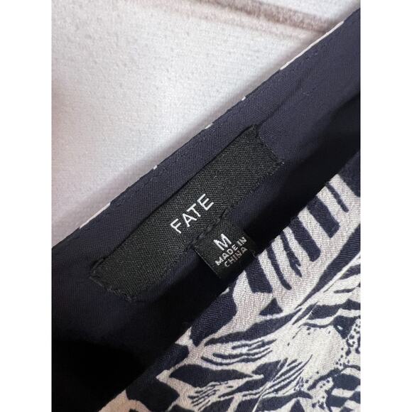 FATE Midi Dress Navy Blue White Ruffles Rouched Waist Size MED - Picture 4 of 5